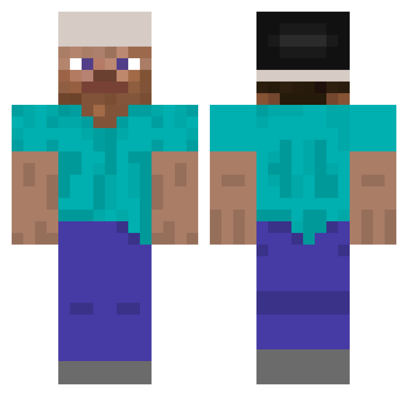 Zentapi Minecraft skin, front and back view