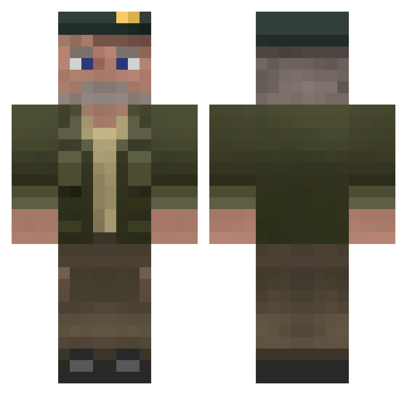 teakies Minecraft skin, front and back view