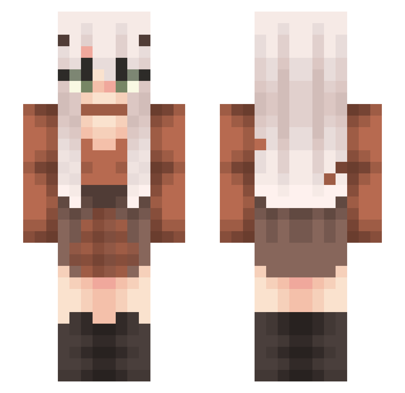 SenRah Minecraft skin, front and back view