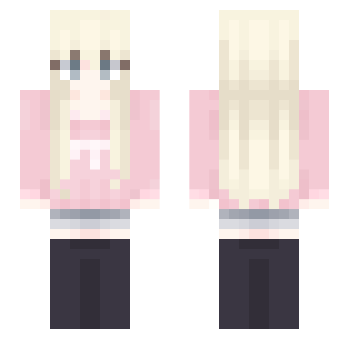 Skulldull Minecraft skin, front and back view
