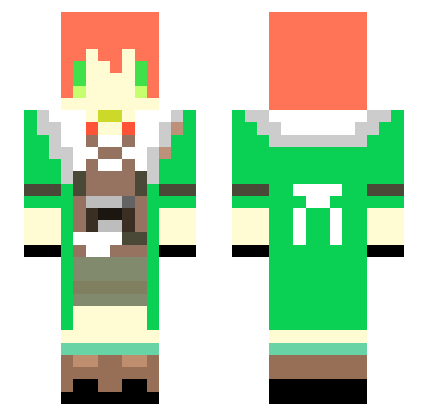 you3 Minecraft skin, front and back view