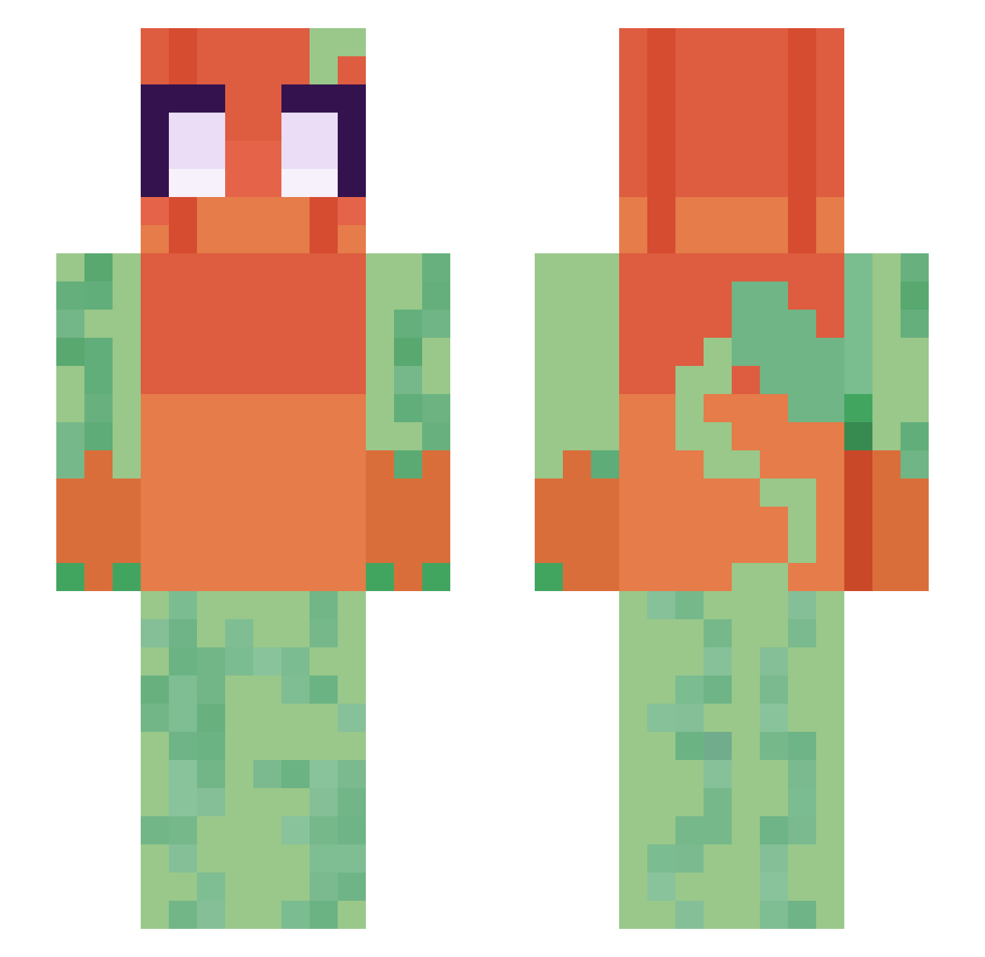 KatieBean2014 Minecraft skin, front and back view