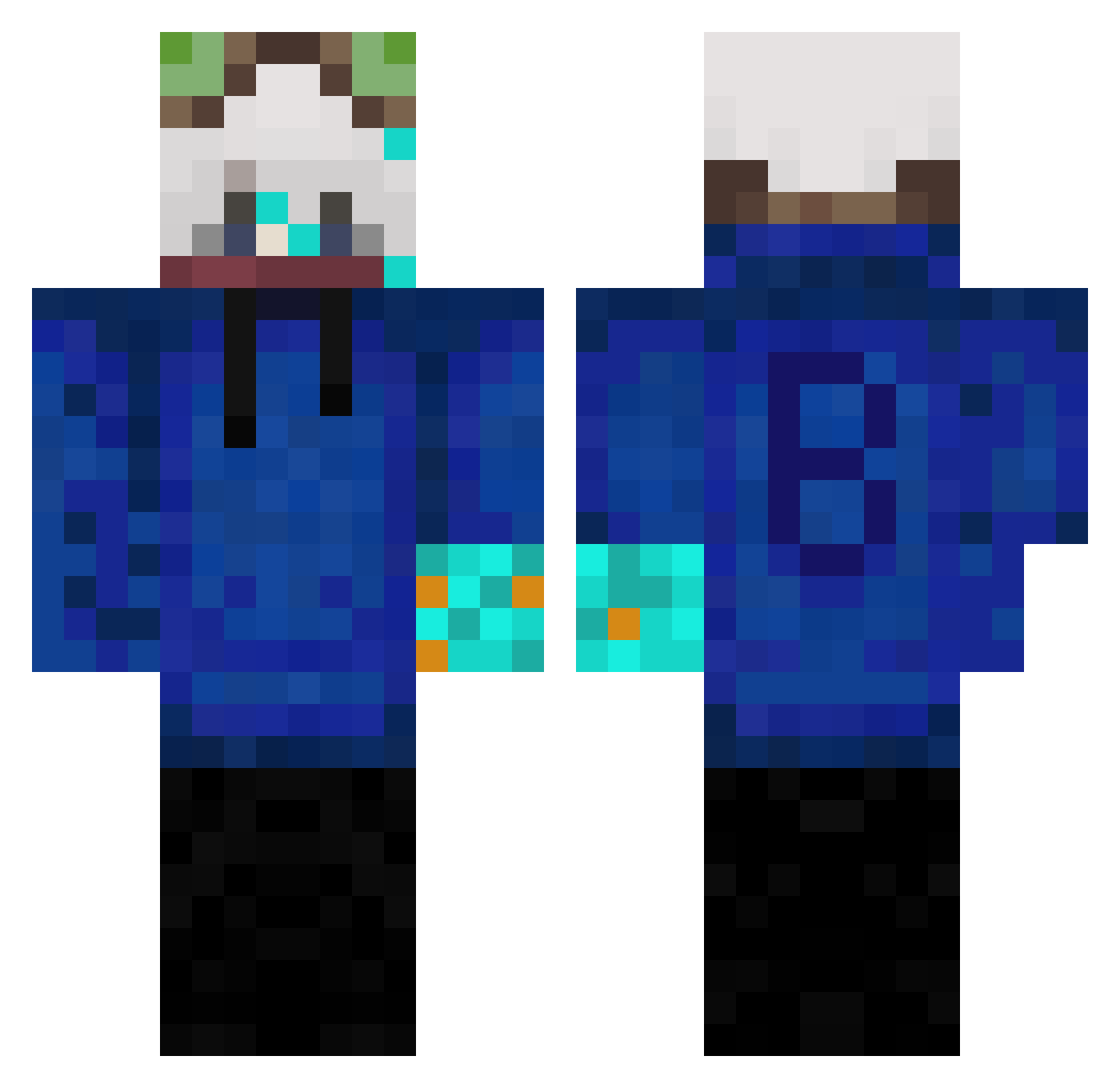 deceasedfish Minecraft skin, front and back view