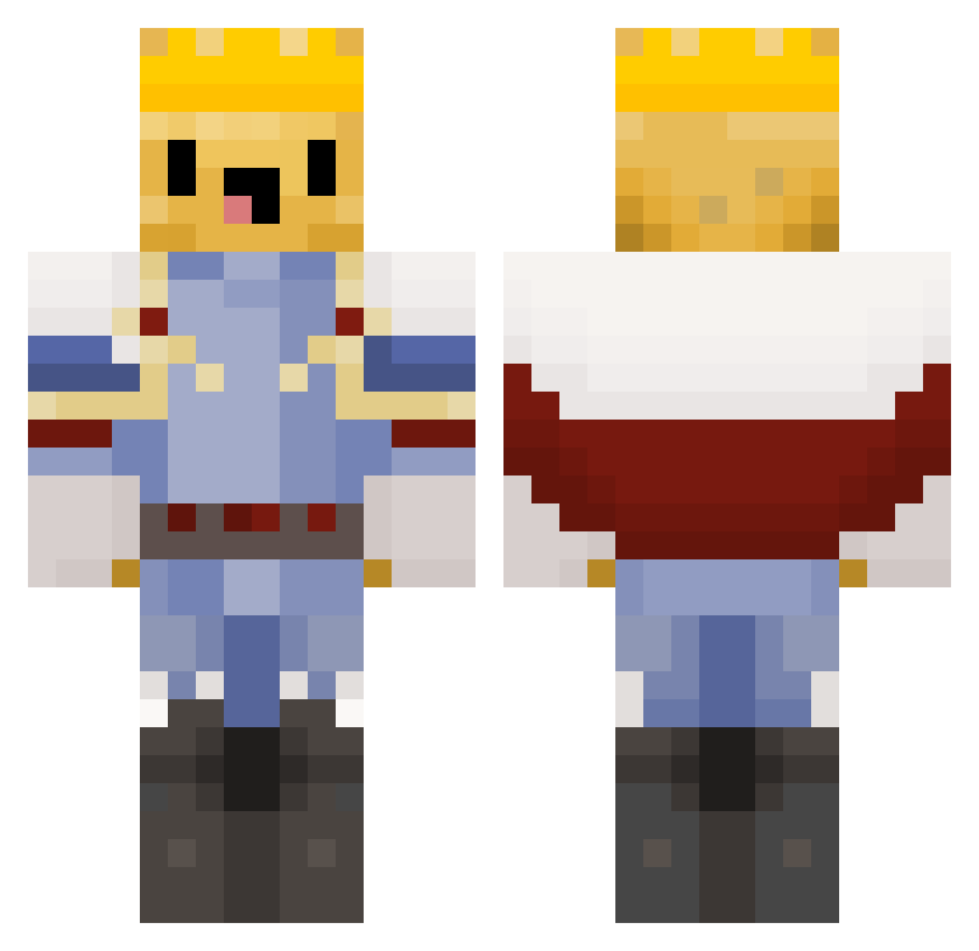 SpudCast Minecraft skin, front and back view