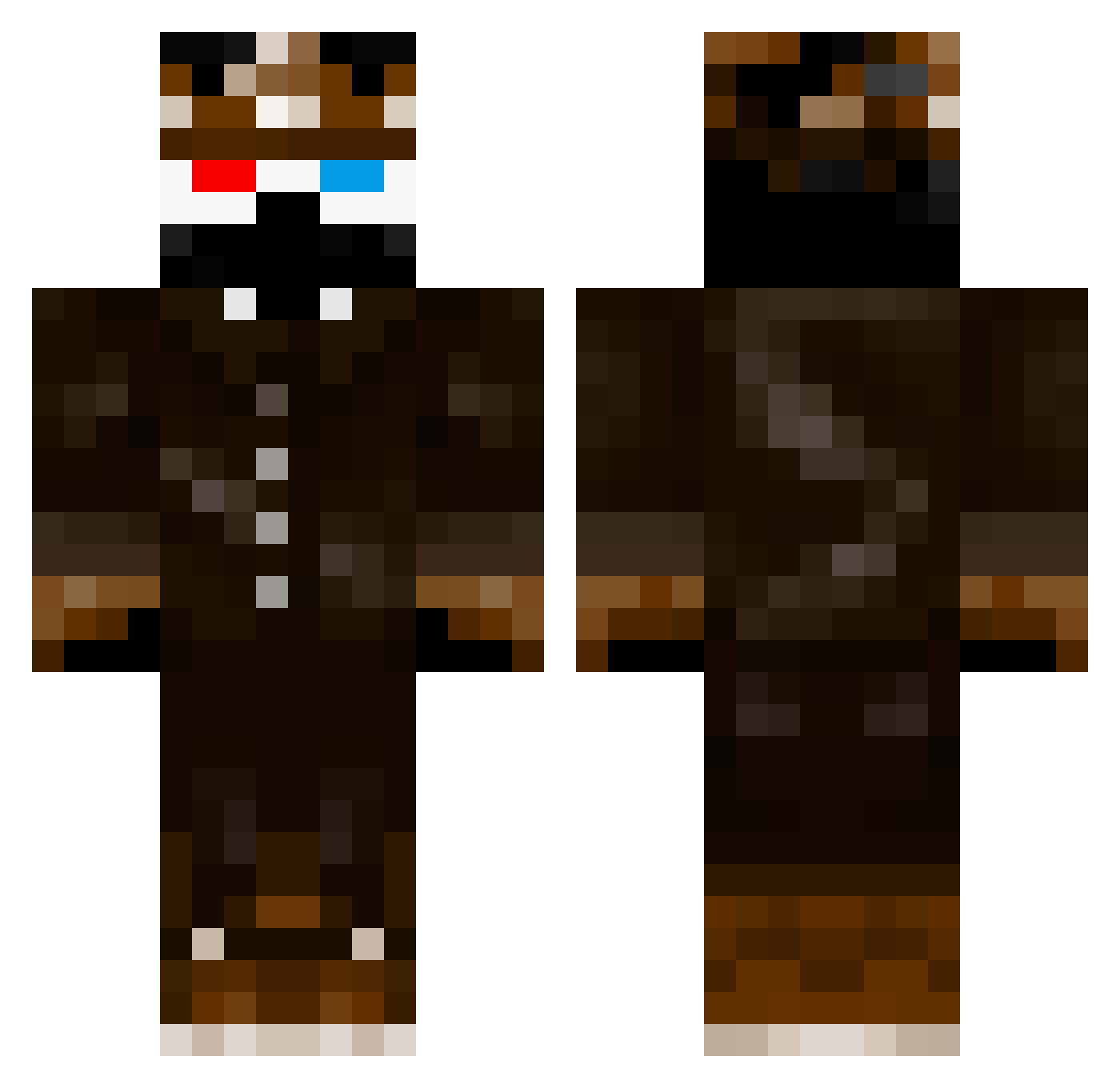 Ragdolled Minecraft skin, front and back view