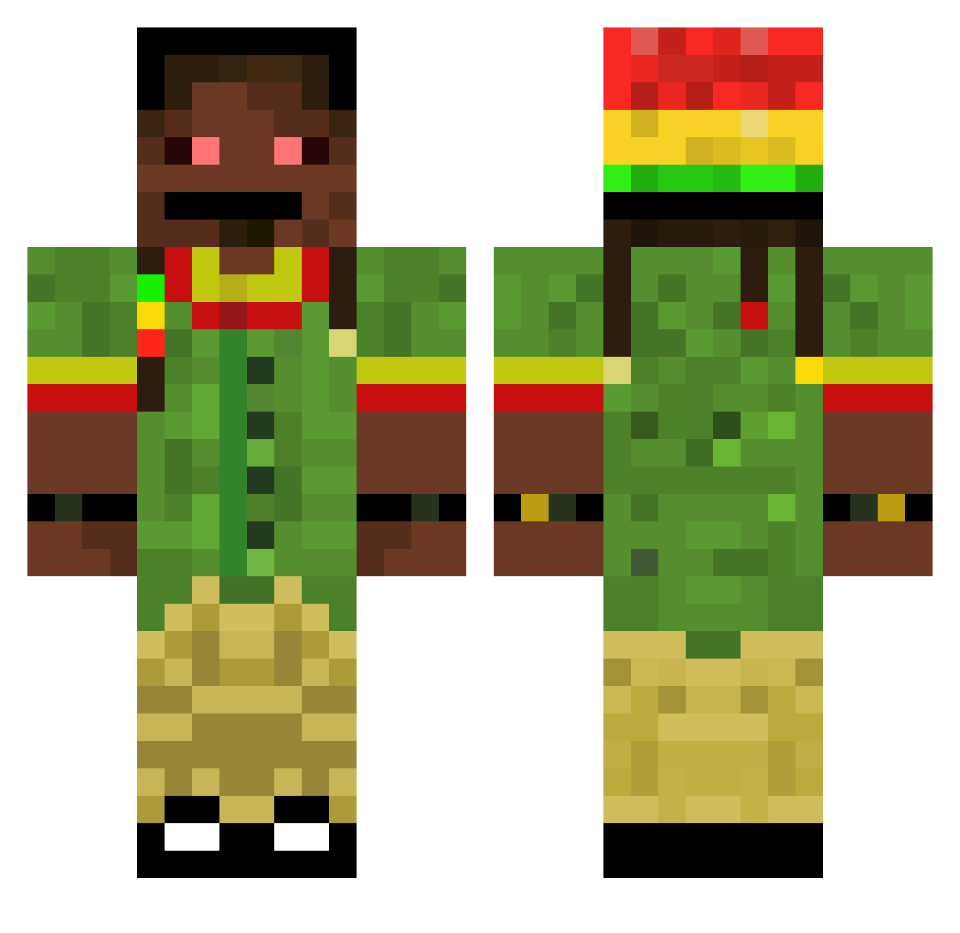 JahBaln Minecraft skin, front and back view