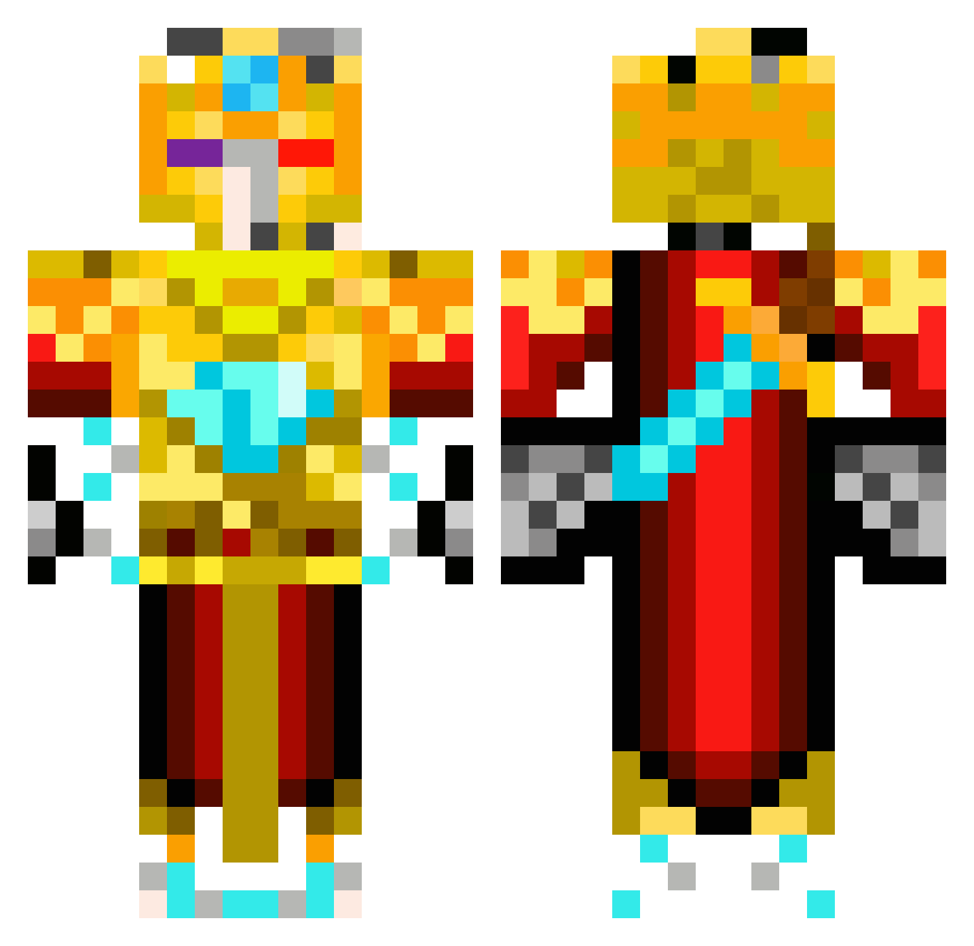 Grenburr Minecraft skin, front and back view