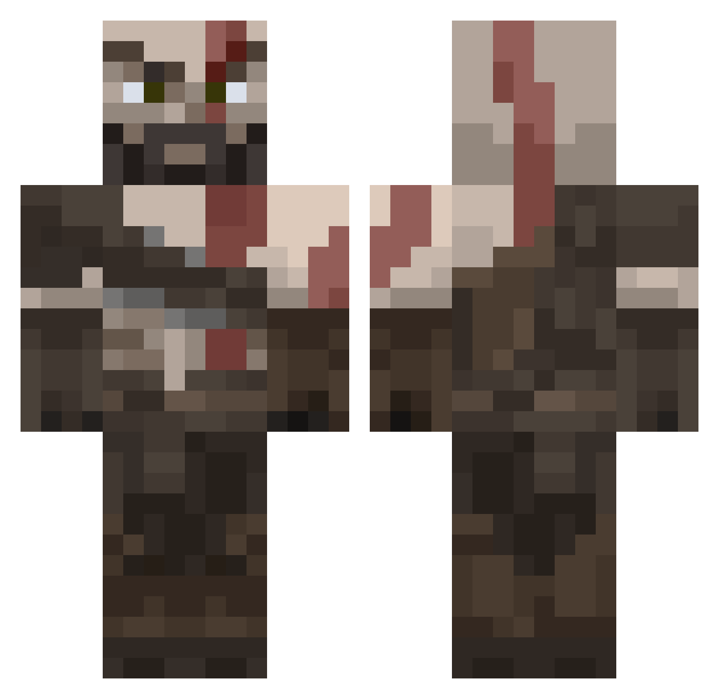 NaruskeBE Minecraft skin, front and back view