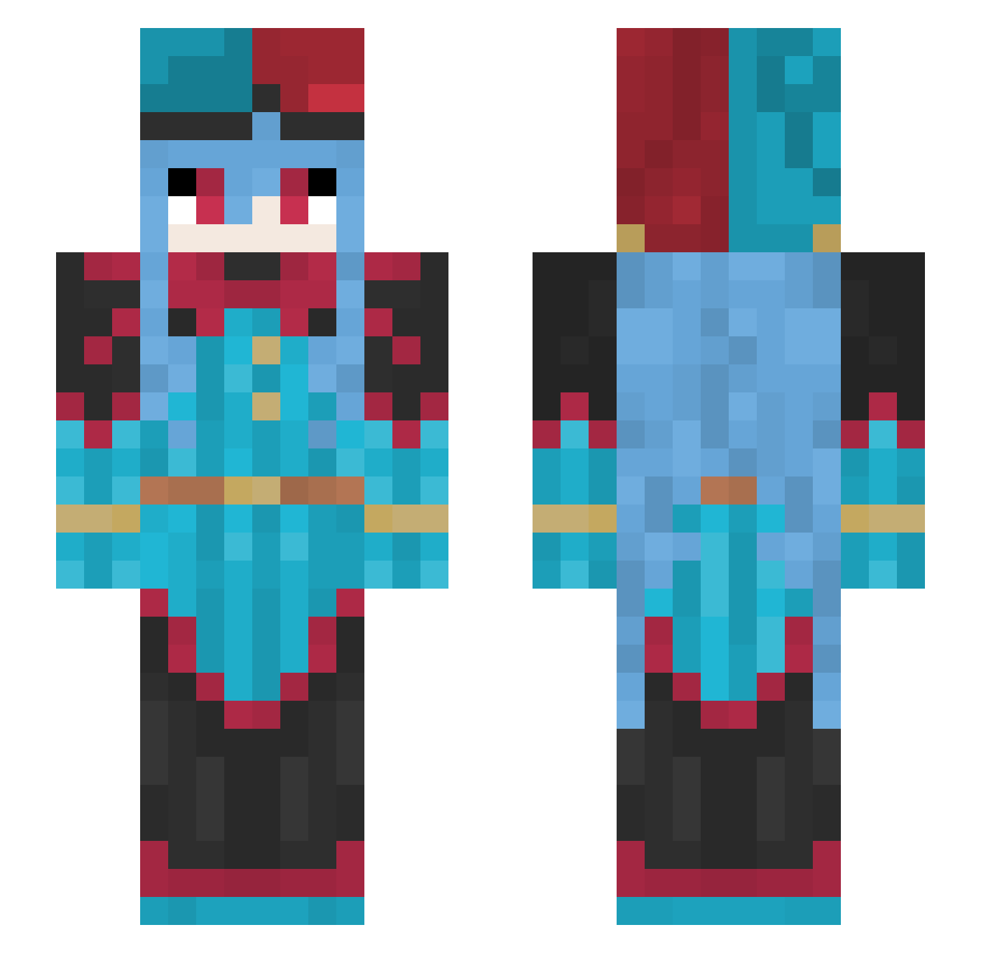 uwdmixi Minecraft skin, front and back view