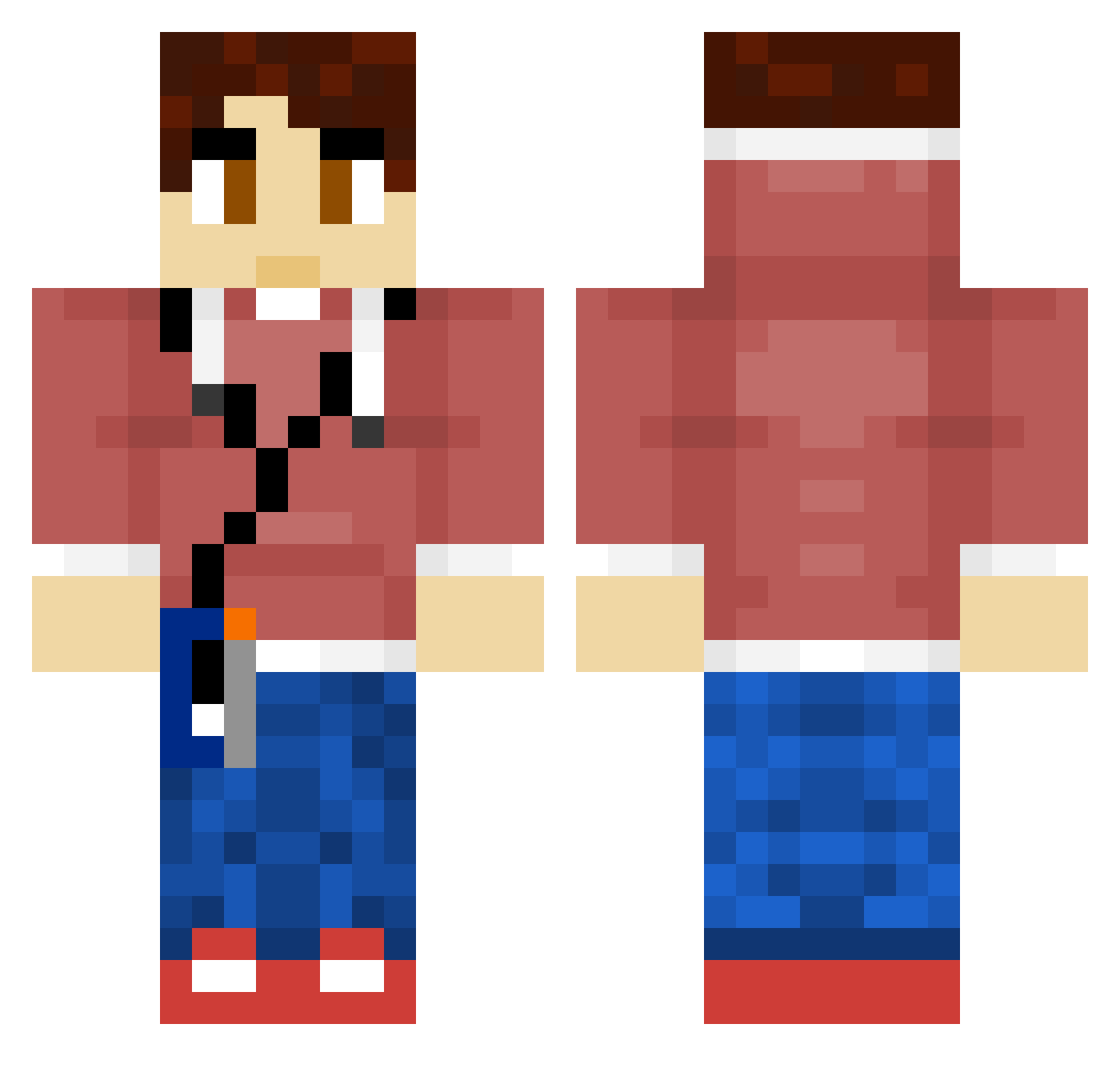 mowastaken Minecraft skin, front and back view