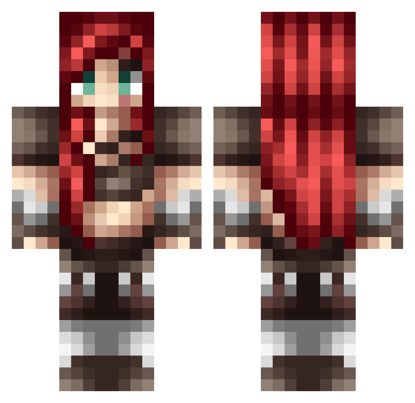 Noxew Minecraft skin, front and back view