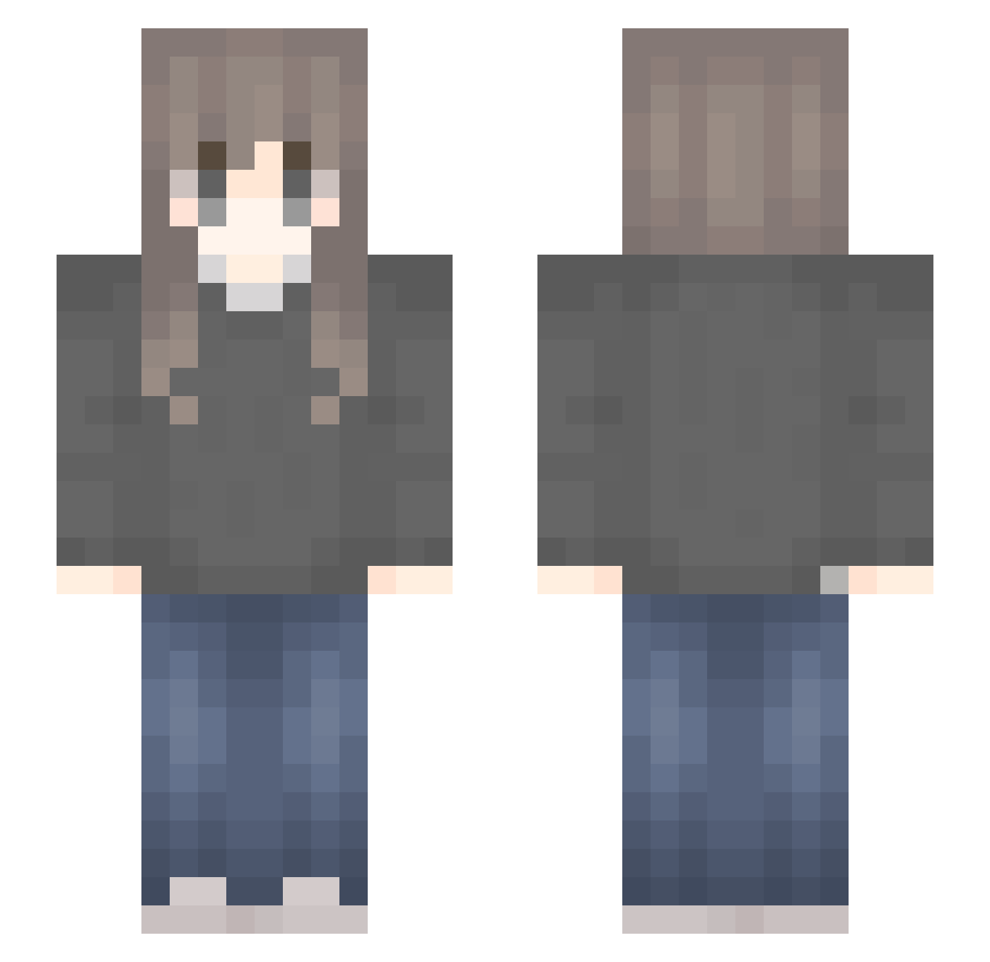 zzako Minecraft skin, front and back view