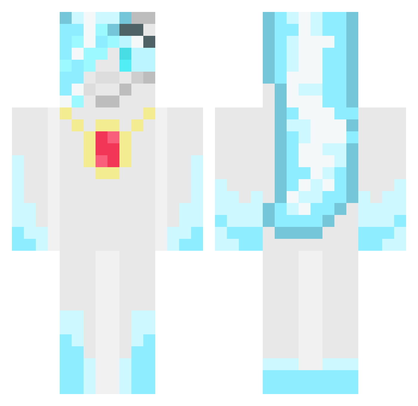 Moona_Warrior Minecraft skin, front and back view