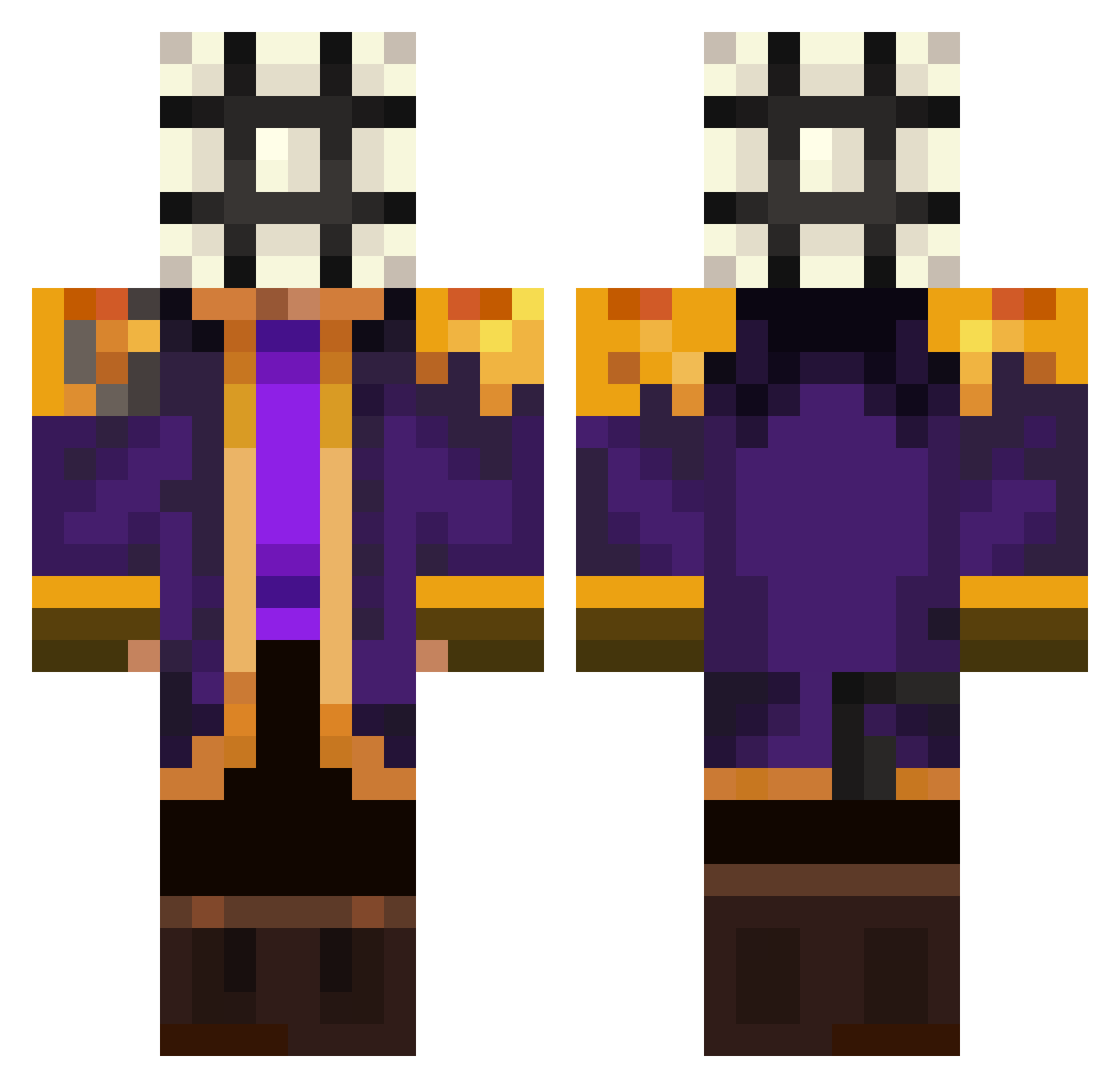 TheGreenWolfy Minecraft skin, front and back view