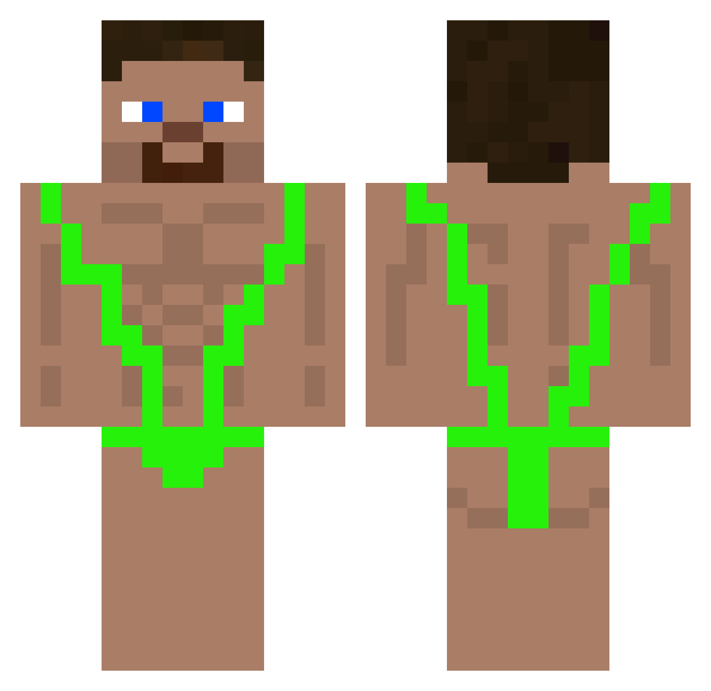 thiccbeefin Minecraft skin, front and back view