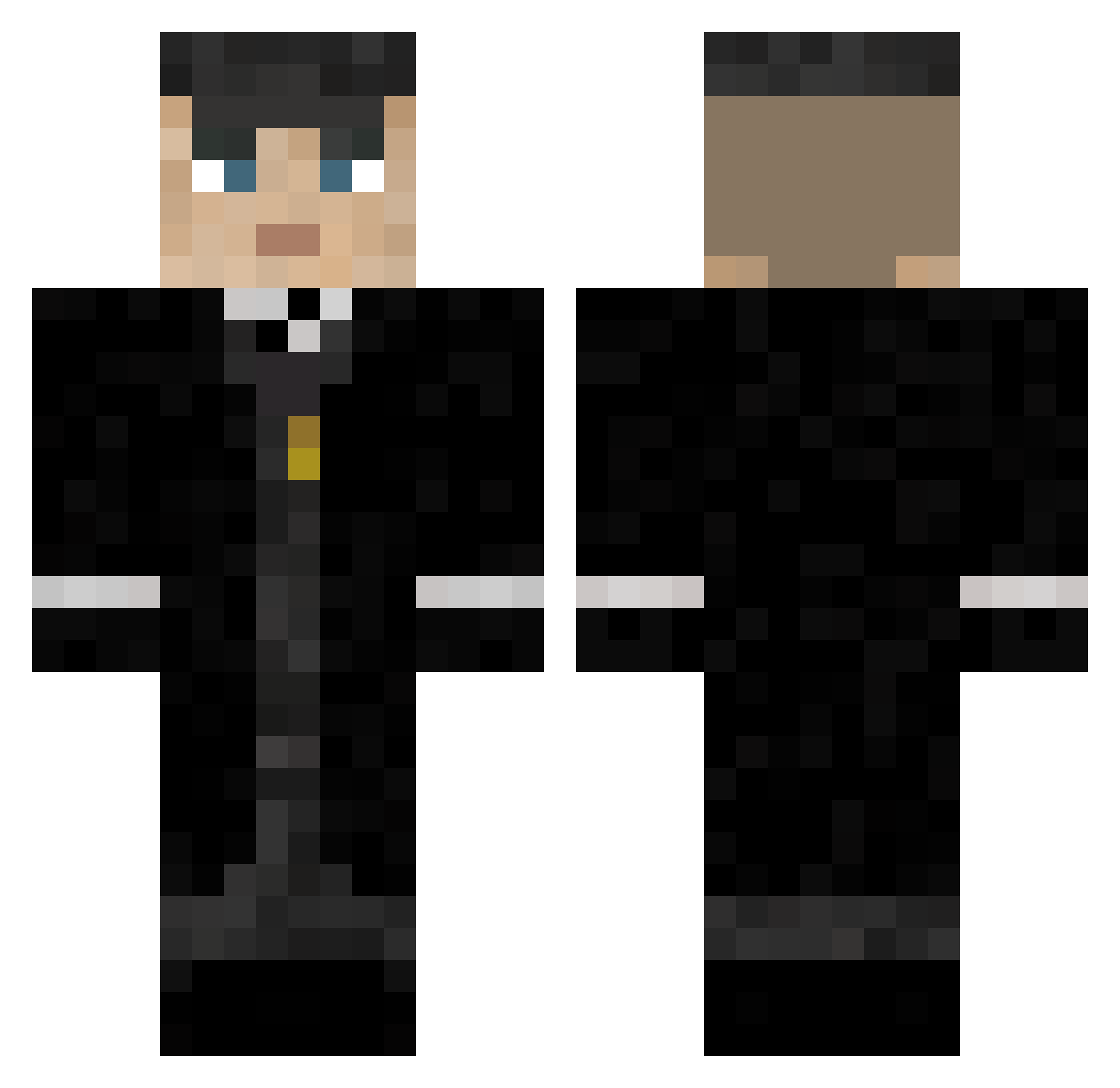 MoVizi Minecraft skin, front and back view