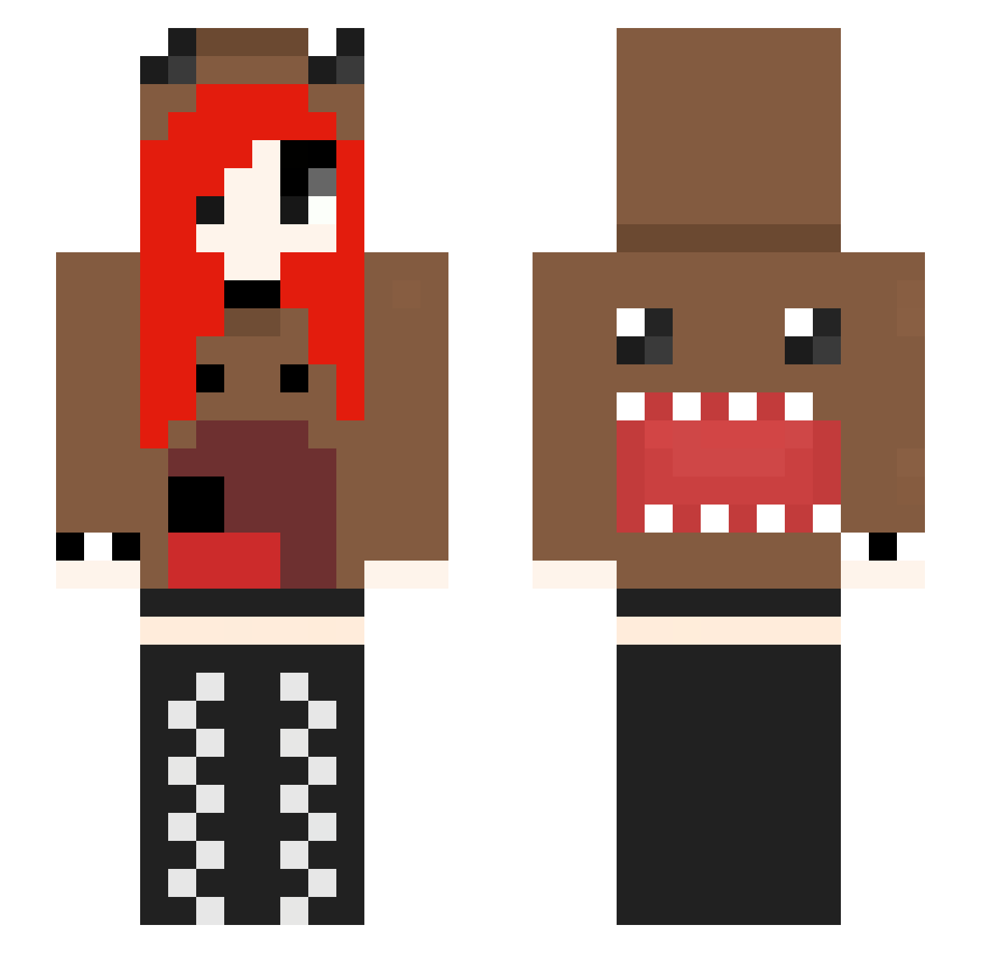 eggshells Minecraft skin, front and back view