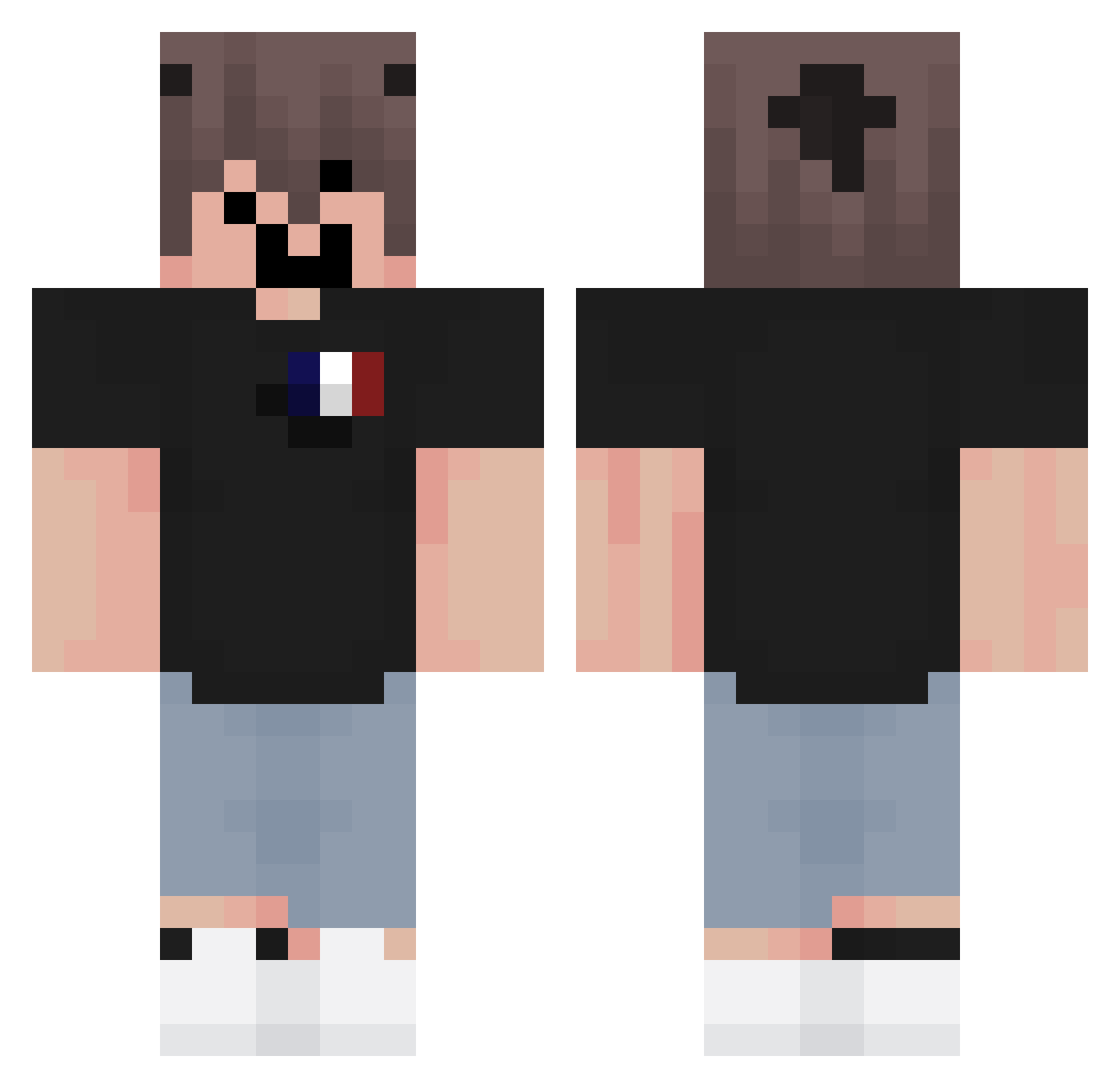 Kiarouuu Minecraft skin, front and back view
