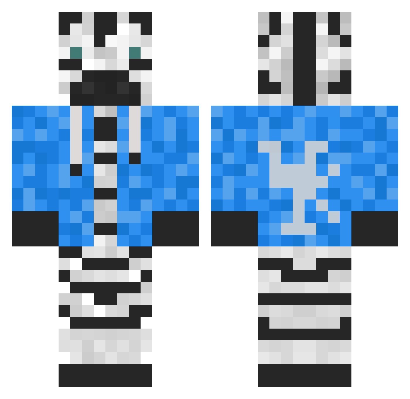 Andrew_Zebra Minecraft skin, front and back view