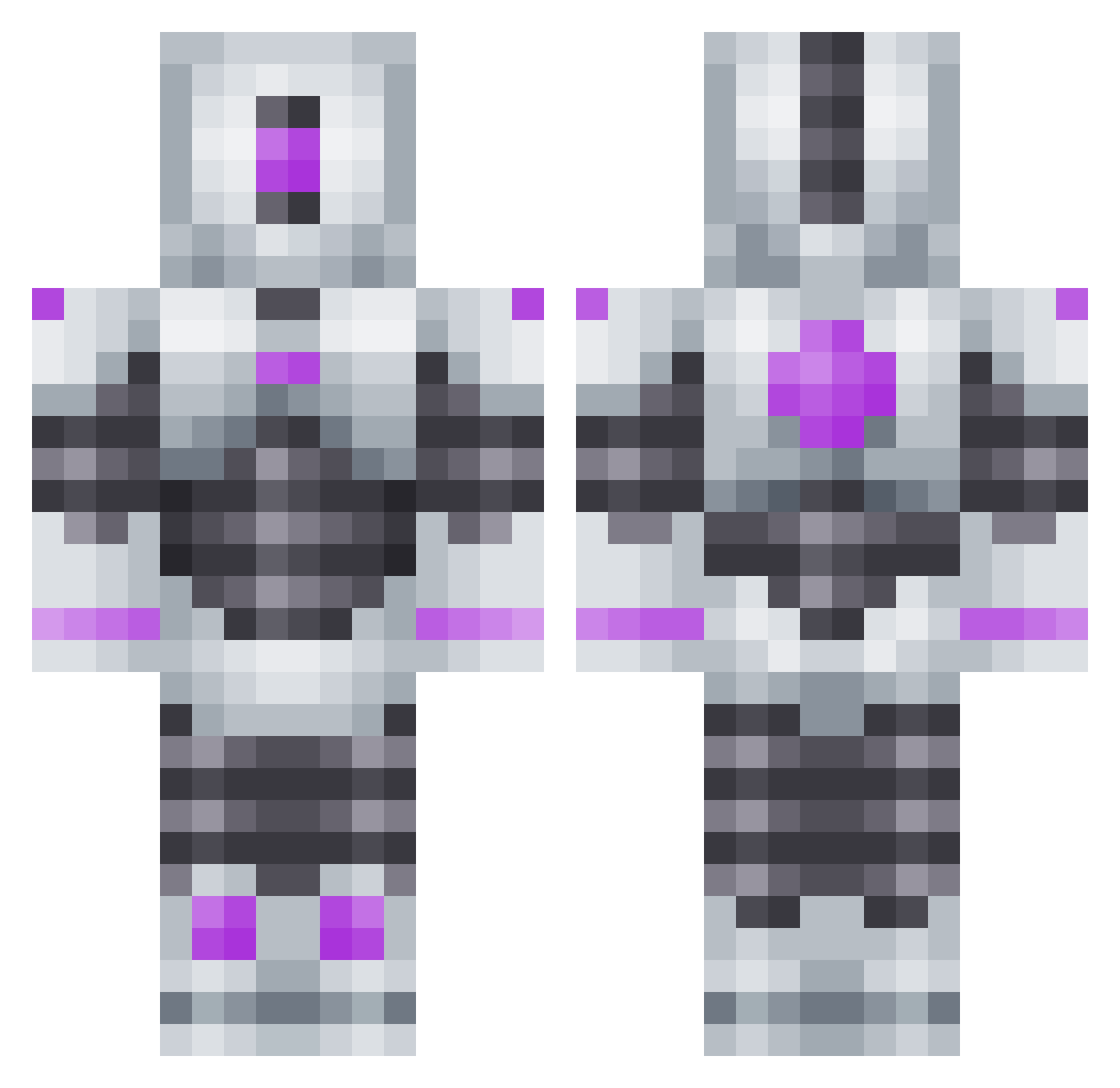PryingPack Minecraft skin, front and back view
