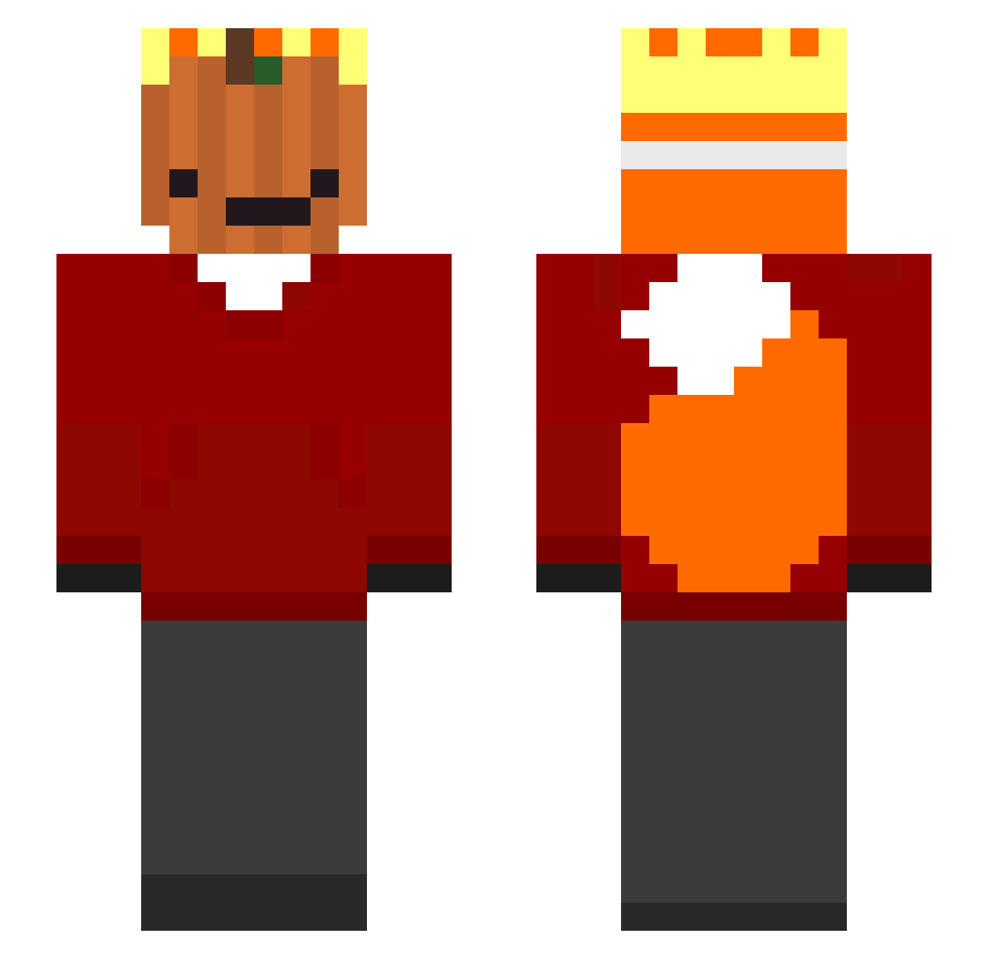 StrangeGamerSI Minecraft skin, front and back view