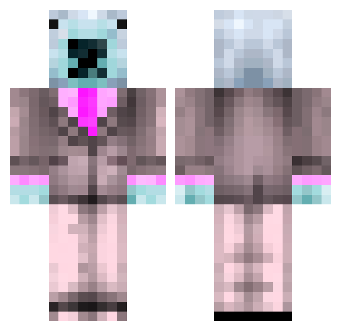 Denozax Minecraft skin, front and back view