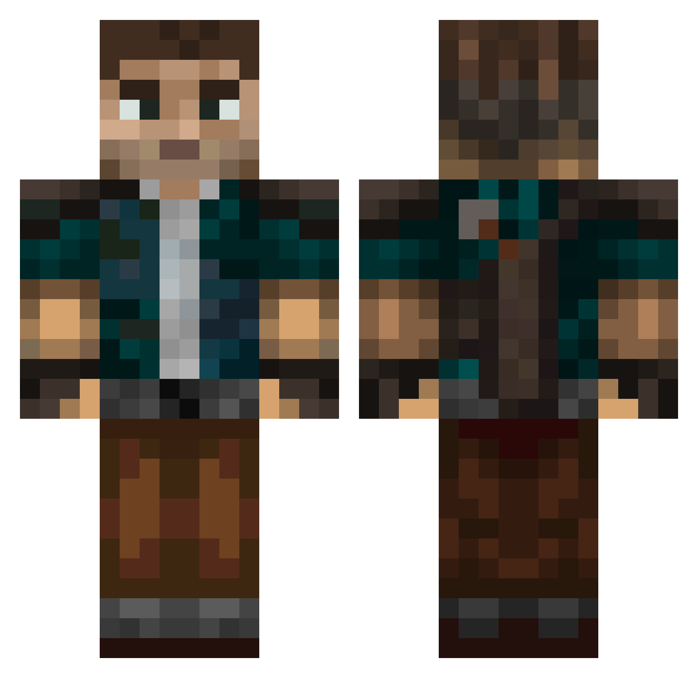 Salties Minecraft skin, front and back view