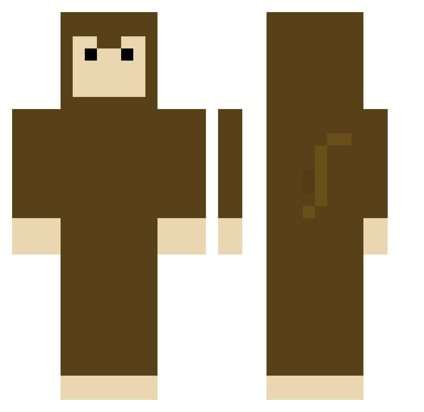 Tkvil Minecraft skin, front and back view