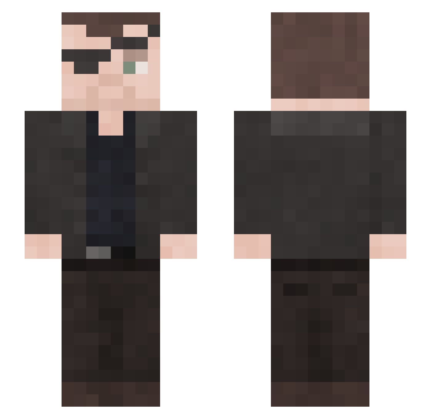 Scintillating Minecraft skin, front and back view