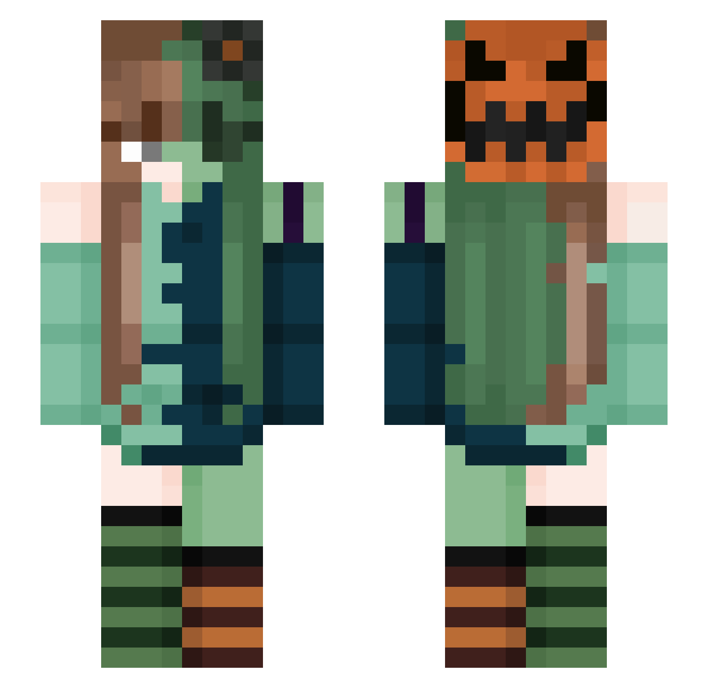 mendelevium_ Minecraft skin, front and back view