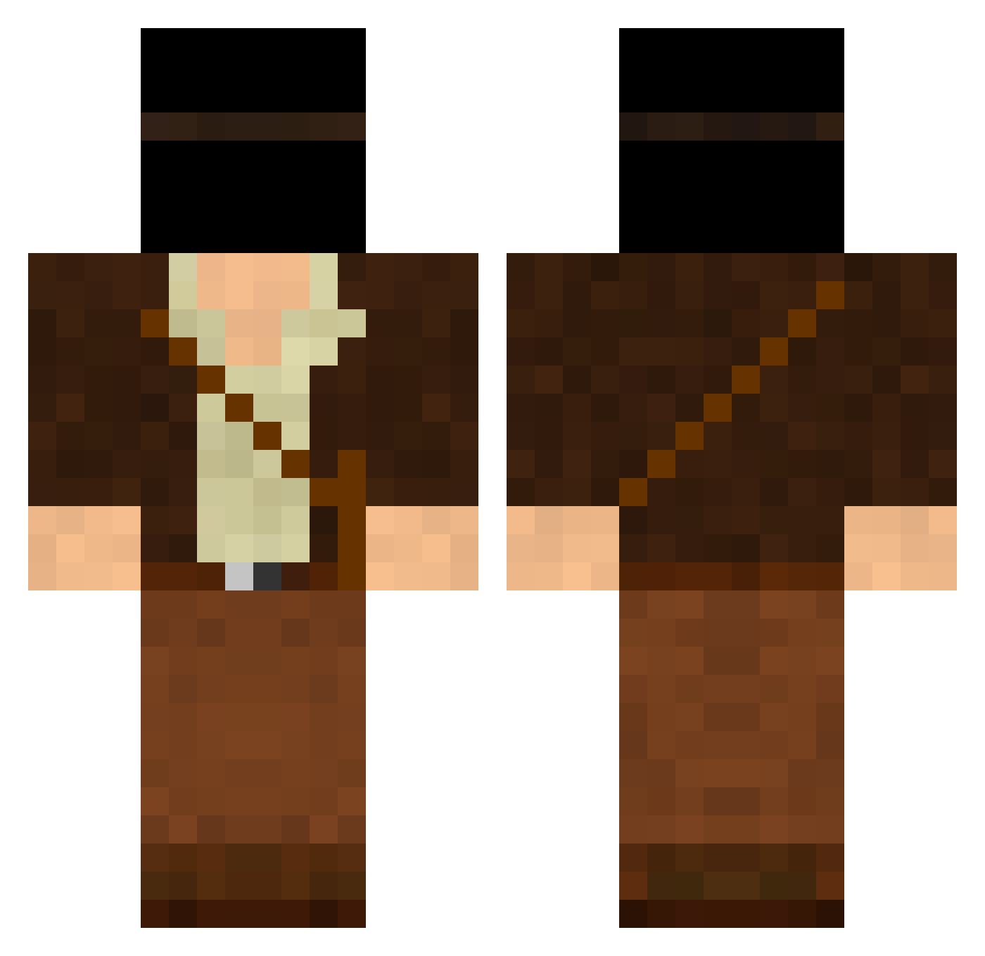 Buckeroo Minecraft skin, front and back view