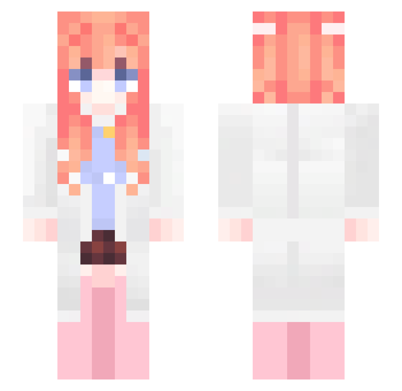 Icy Minecraft skin, front and back view