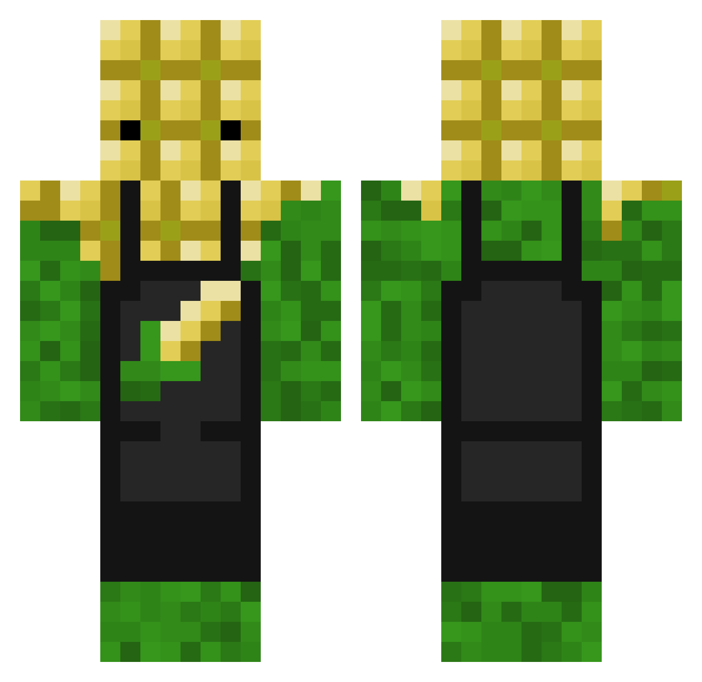 cornguy Minecraft skin, front and back view