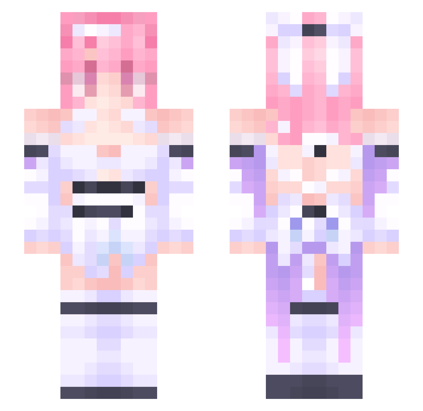 Nzx6 Minecraft skin, front and back view