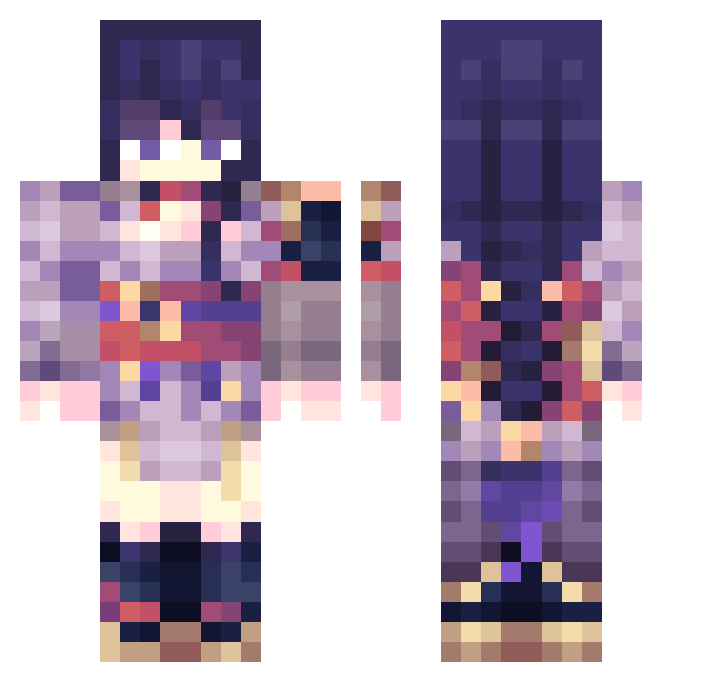 cokola Minecraft skin, front and back view
