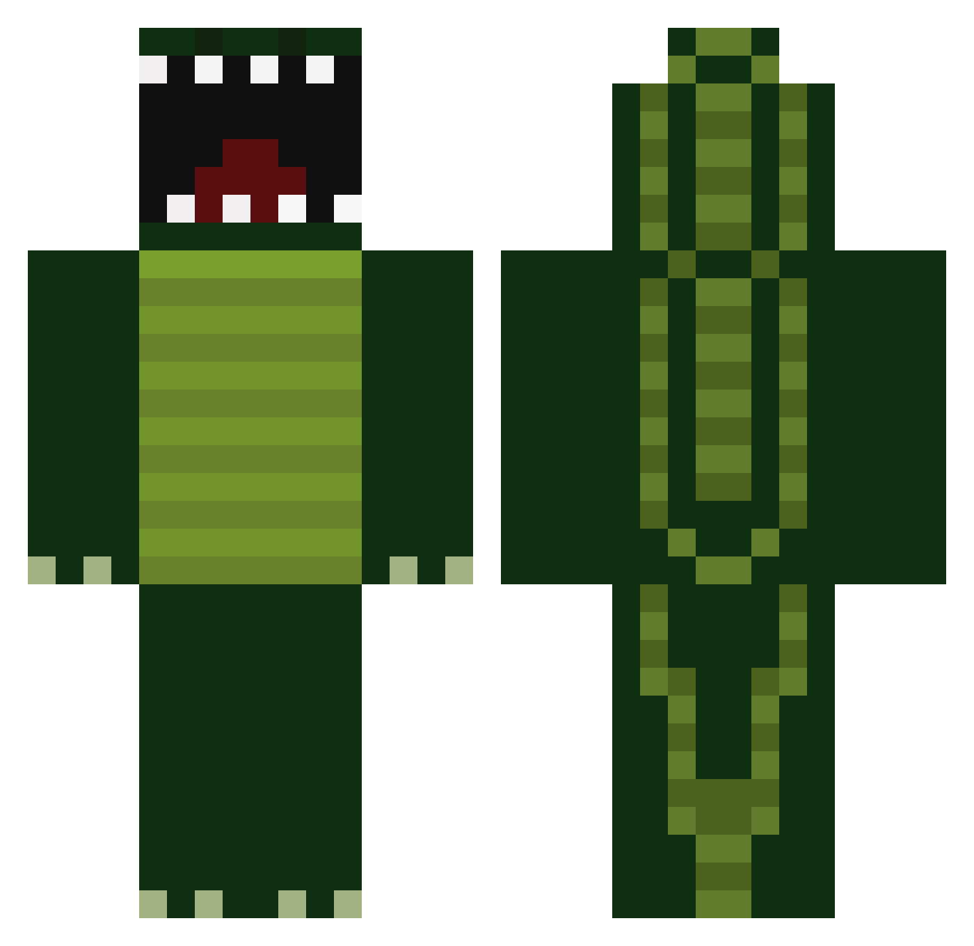 Gatorshooze Minecraft skin, front and back view