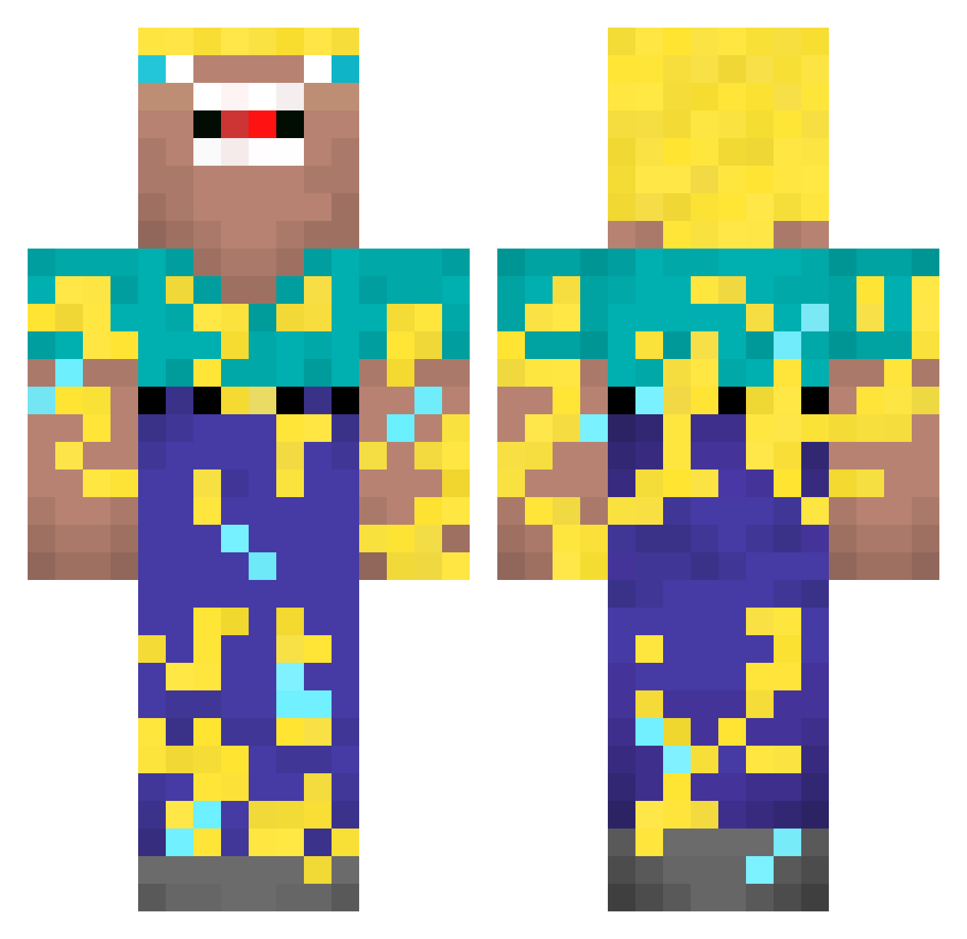 Sakapouf2a Minecraft skin, front and back view