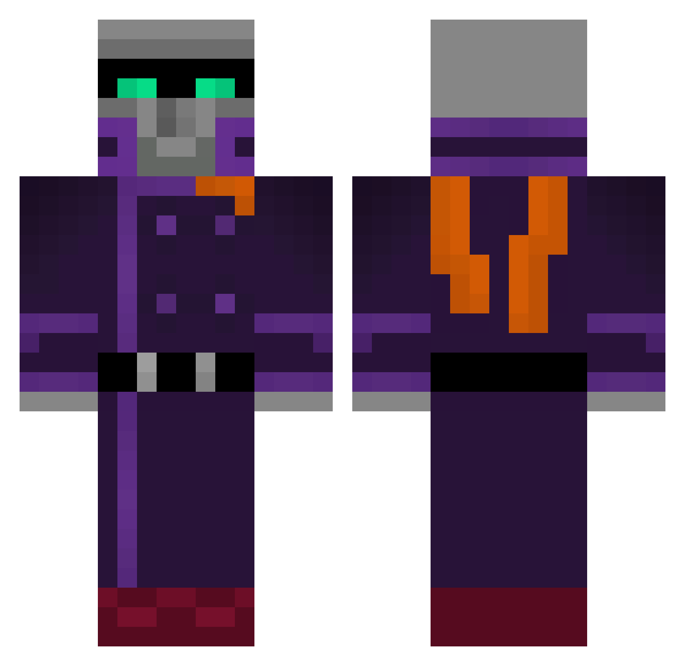 CaptainWarble Minecraft skin, front and back view