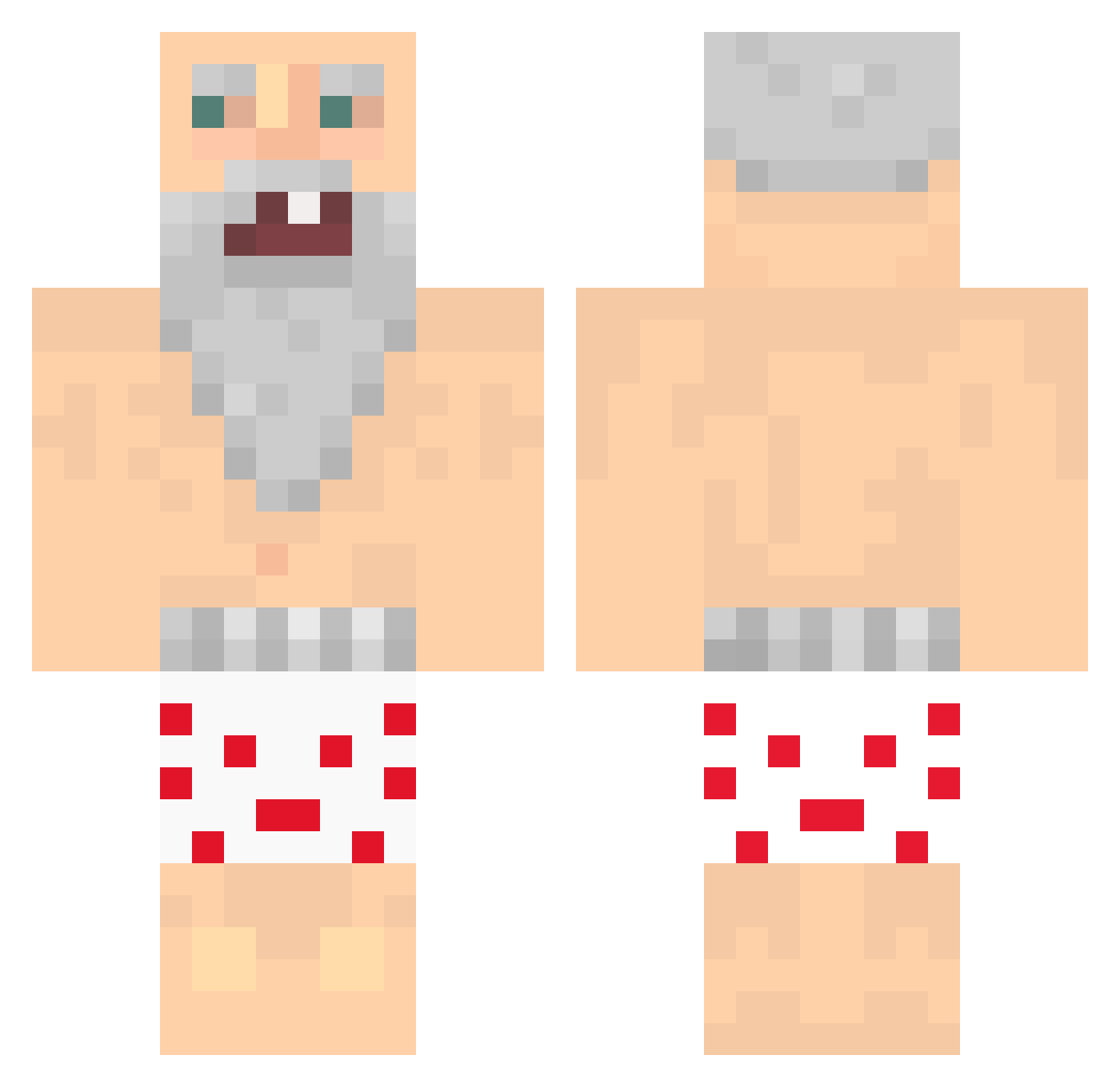 SirCrafty Minecraft skin, front and back view