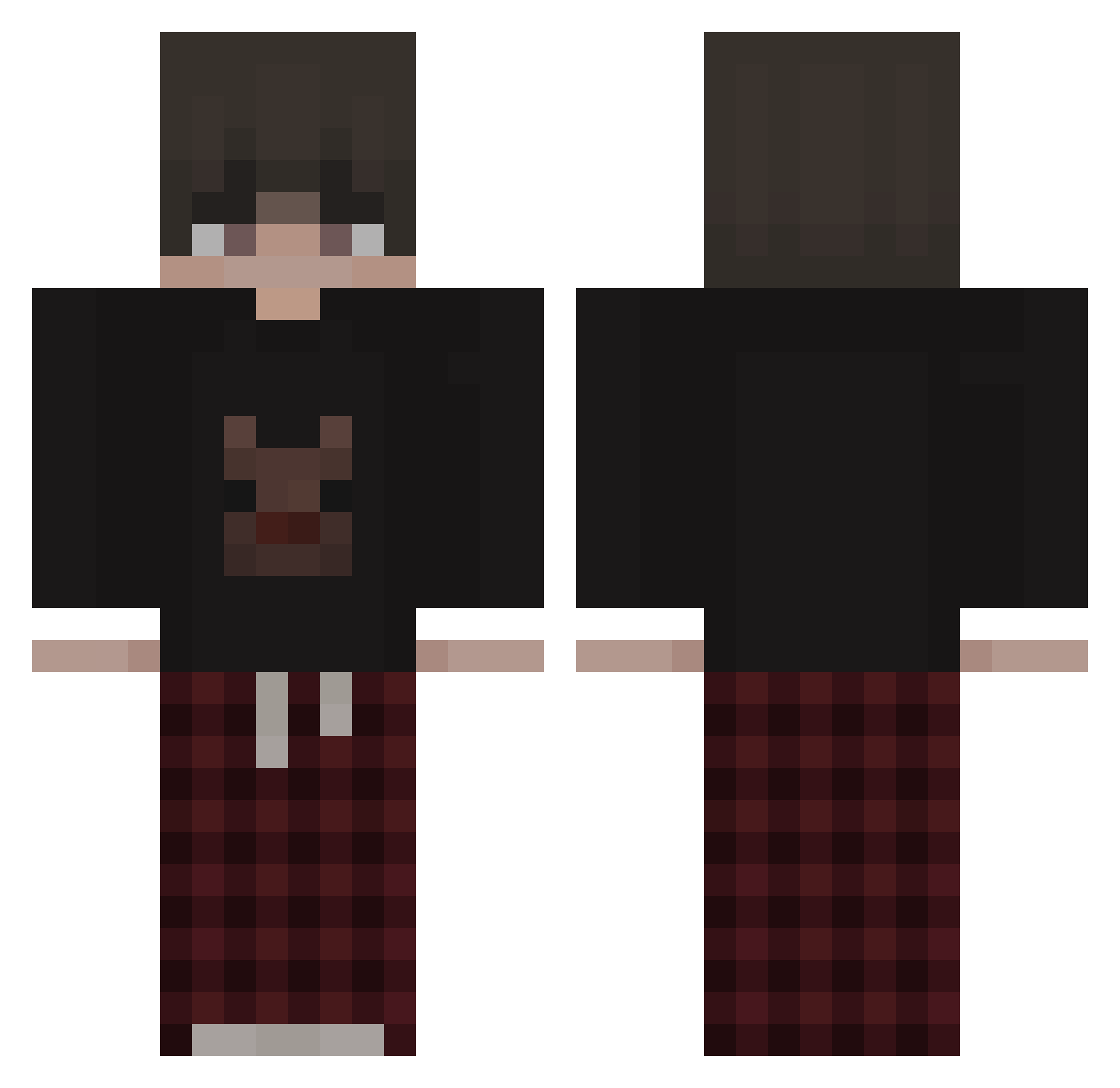 FeelsSunnyMan Minecraft skin, front and back view