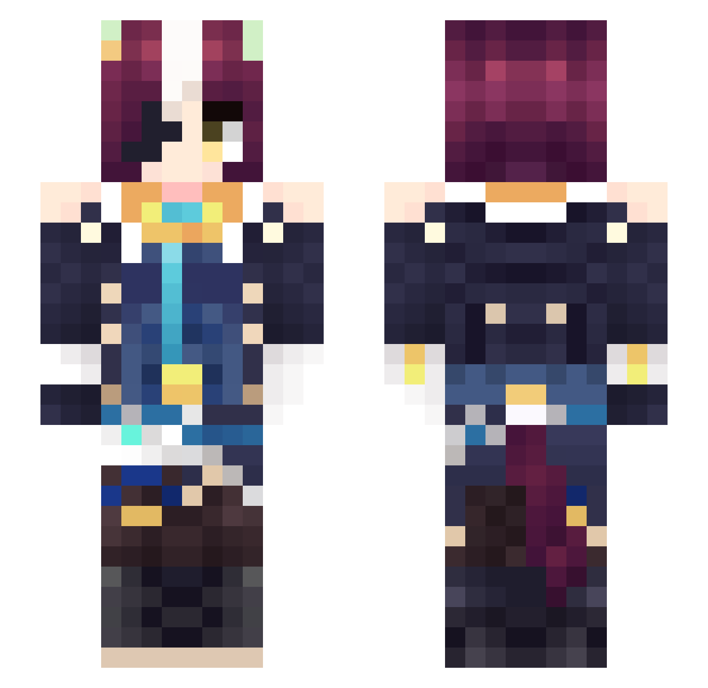 santicue09 Minecraft skin, front and back view