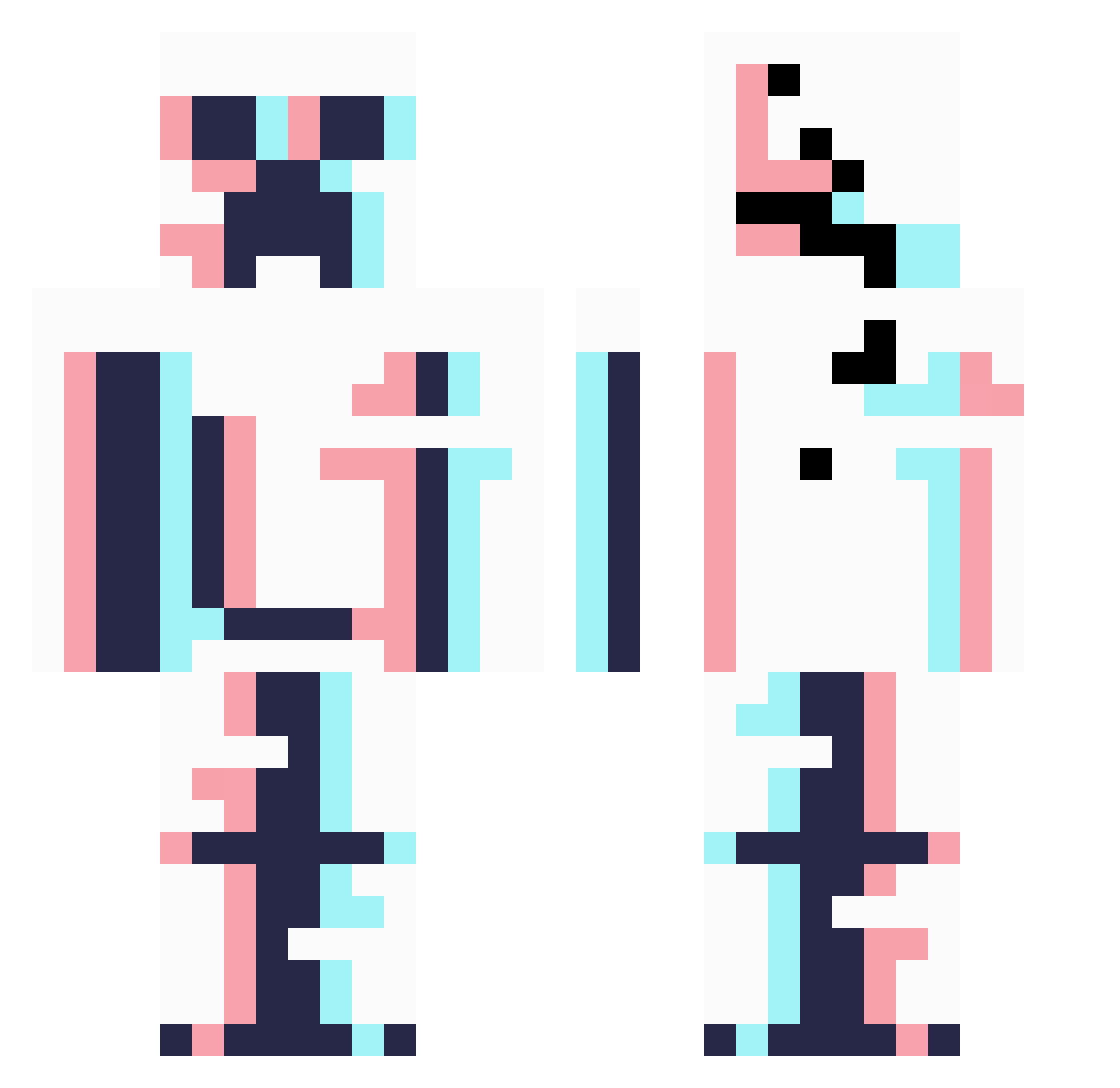 Pixelblock21 Minecraft skin, front and back view