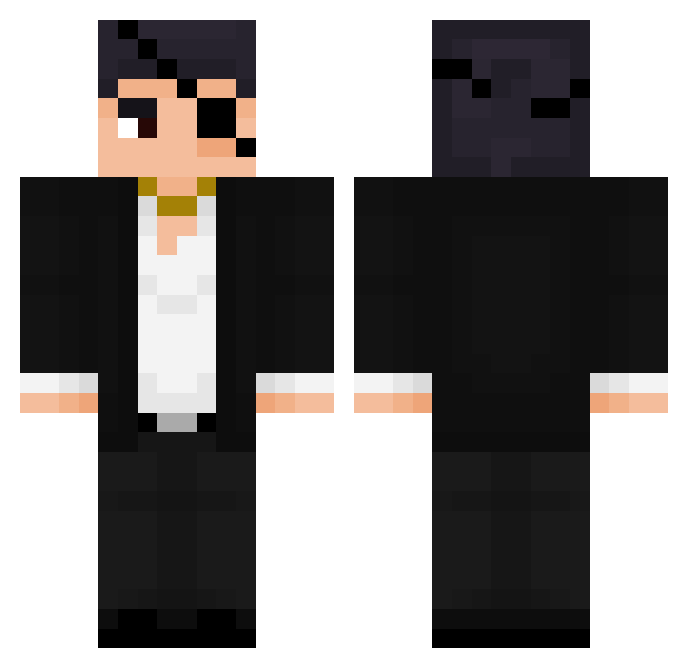 justinhan Minecraft skin, front and back view