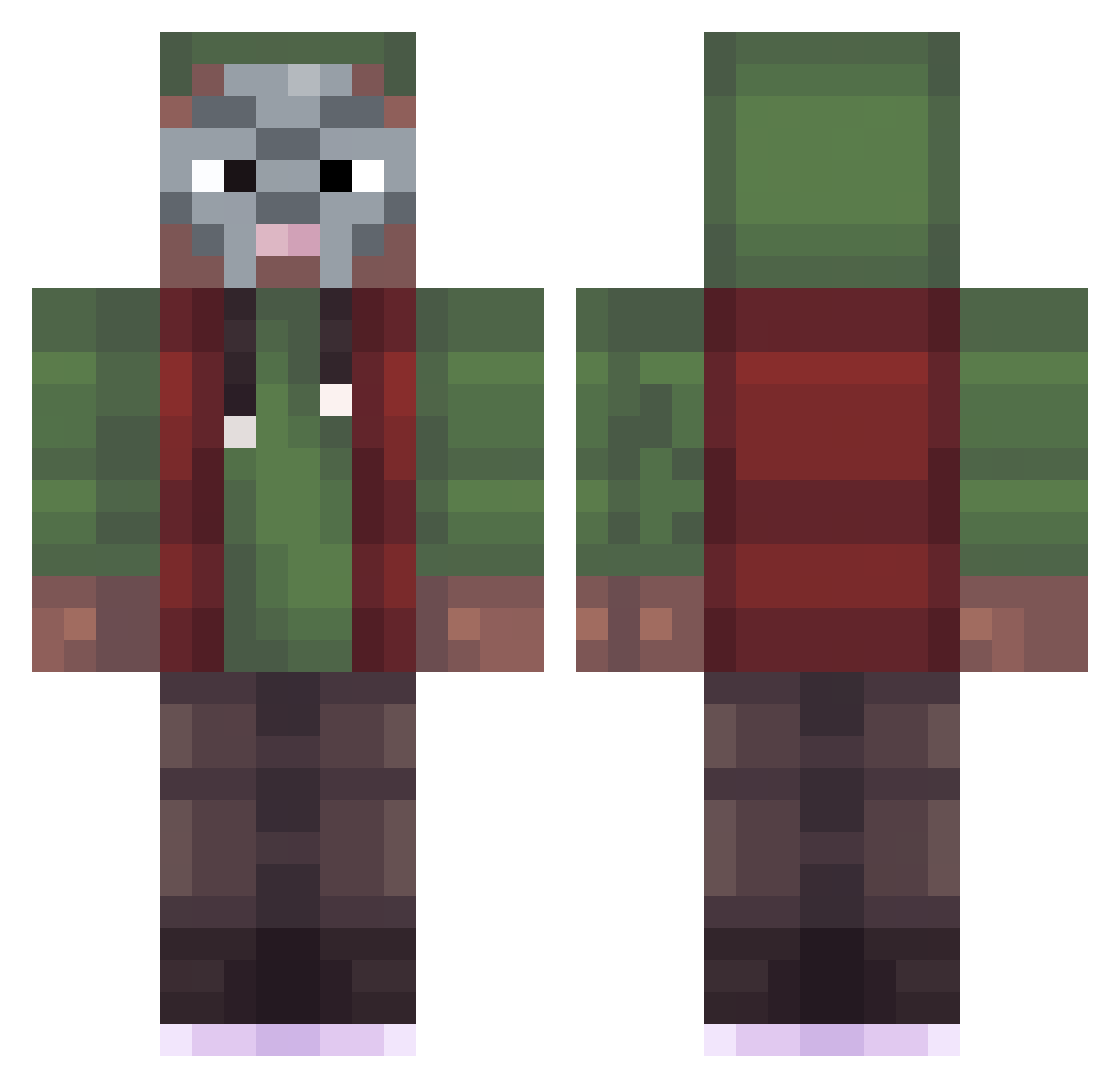 bbcfan Minecraft skin, front and back view