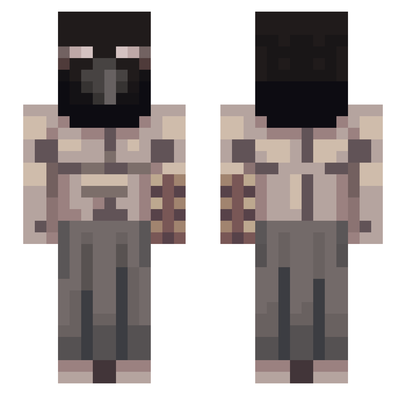 ChillyArt Minecraft skin, front and back view