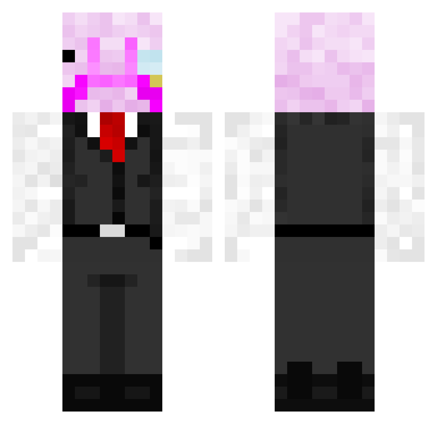 p2fish Minecraft skin, front and back view