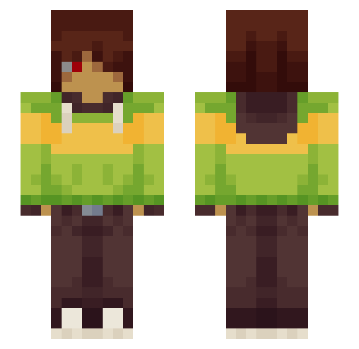 Indie_ Minecraft skin, front and back view