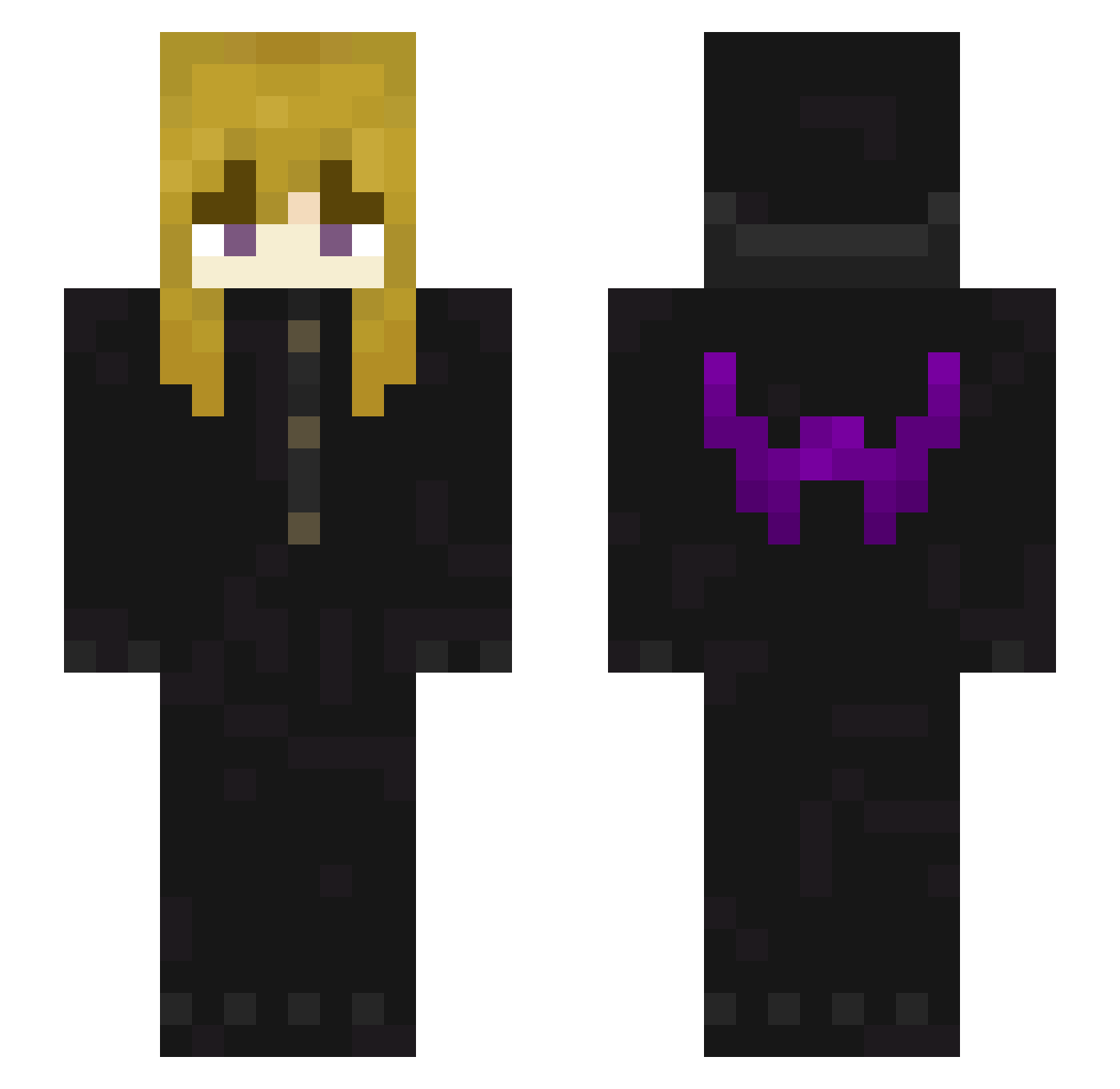 Wikiped Minecraft skin, front and back view
