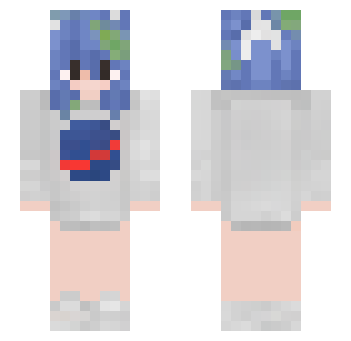 qwqew Minecraft skin, front and back view