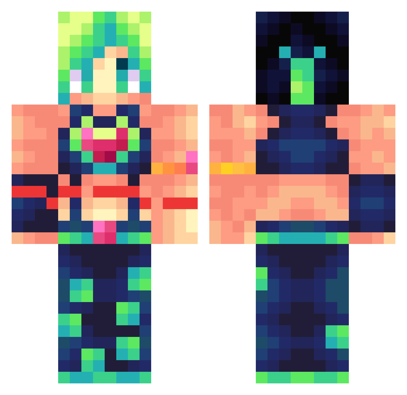 Ayzto Minecraft skin, front and back view